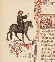 Le Marin (détail) des Contes de Canterbury, par Geoffrey Chaucer, manuscrit Ellesmere, édition fac-similé, 1911